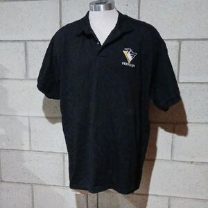 Vintage Pittsburgh Penguins Black Polo Mens Size XL